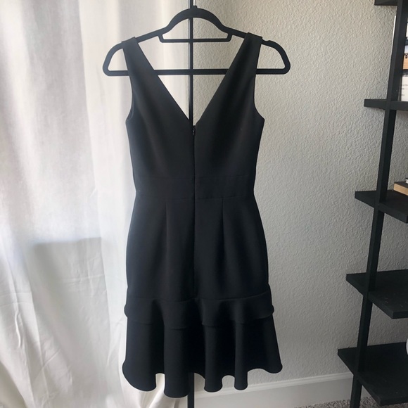 SALONI Stunning Plunge Ruffle Little Black Dress - Picture 2 of 8